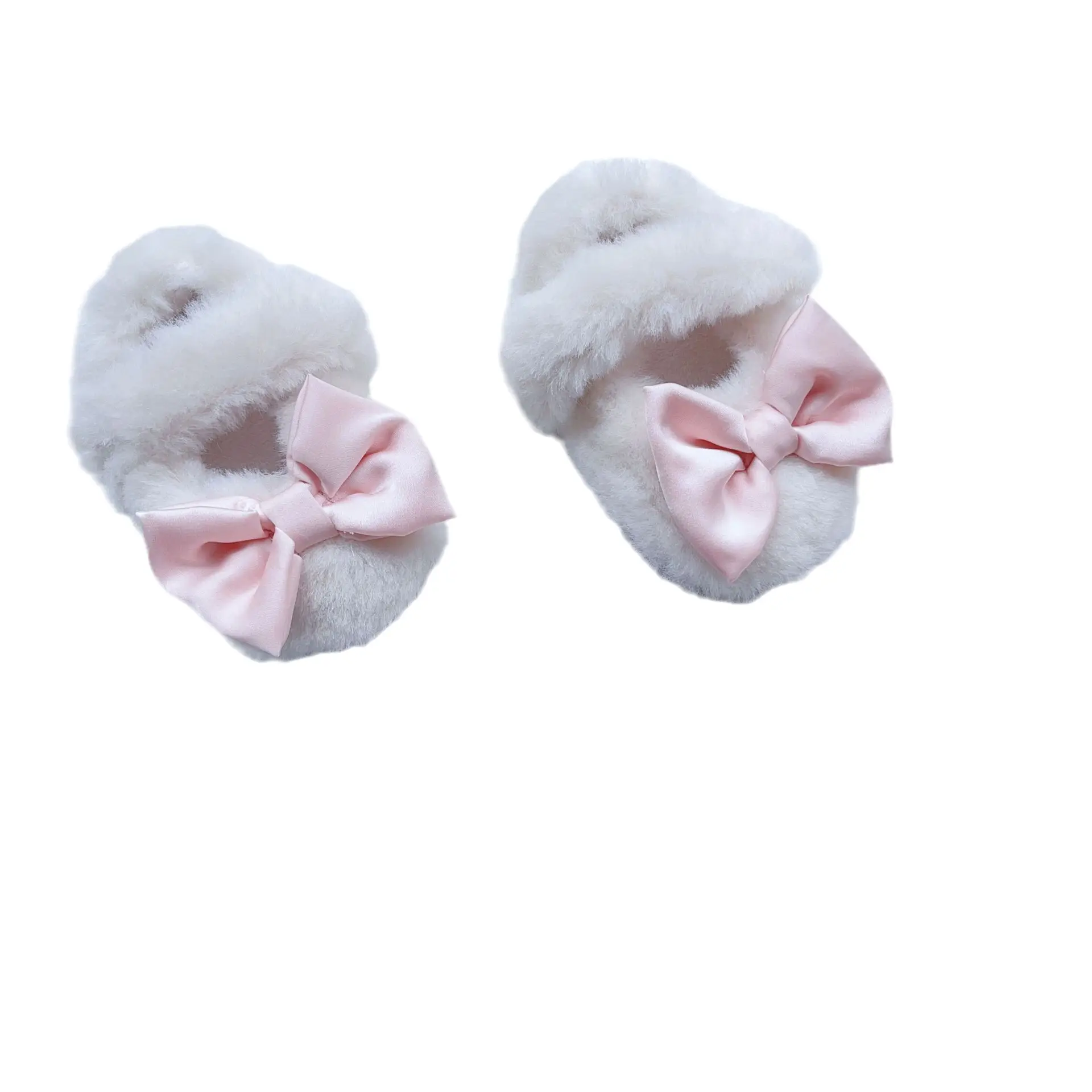 Pink Faux Fur Baby Shoes for Toddler Non-Slip