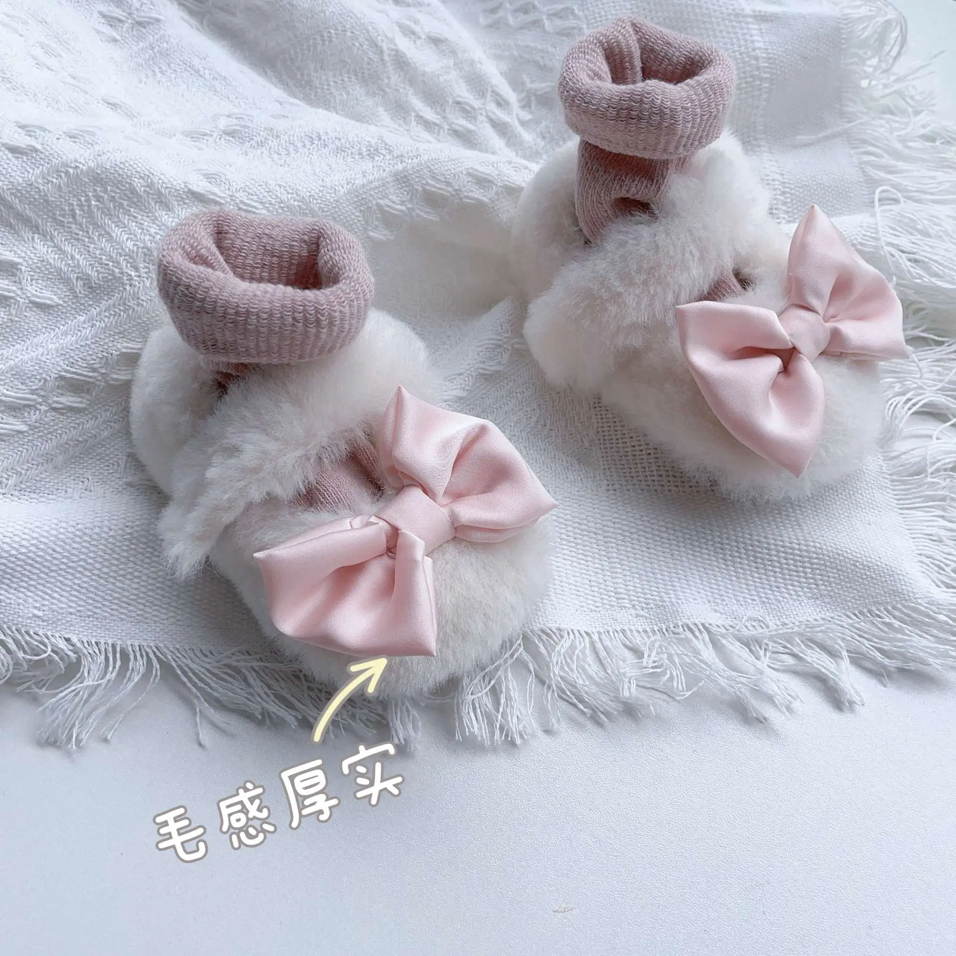 Pink Faux Fur Baby Shoes for Toddler Non-Slip — feature 14