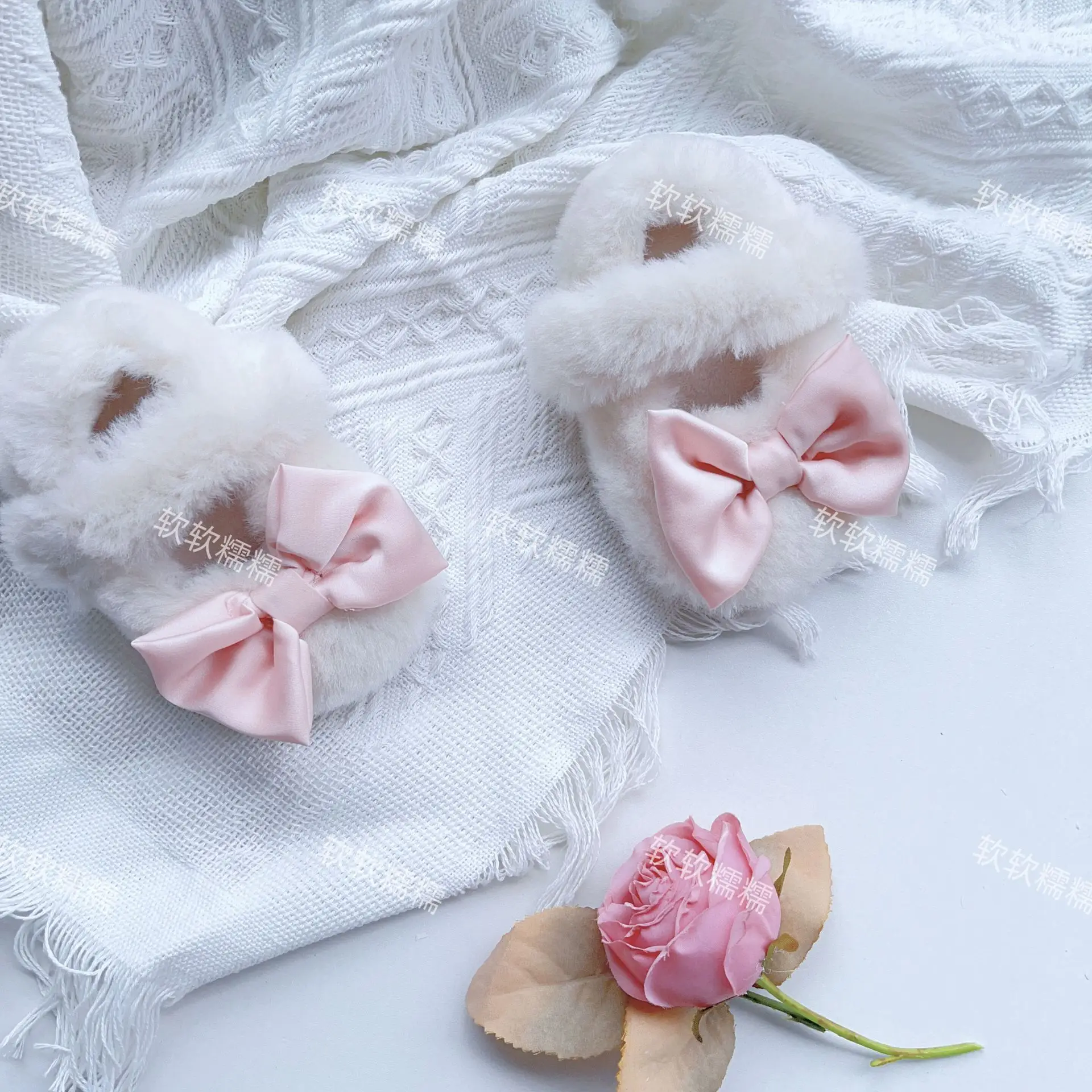 Pink Faux Fur Baby Shoes for Toddler Non-Slip — feature 6