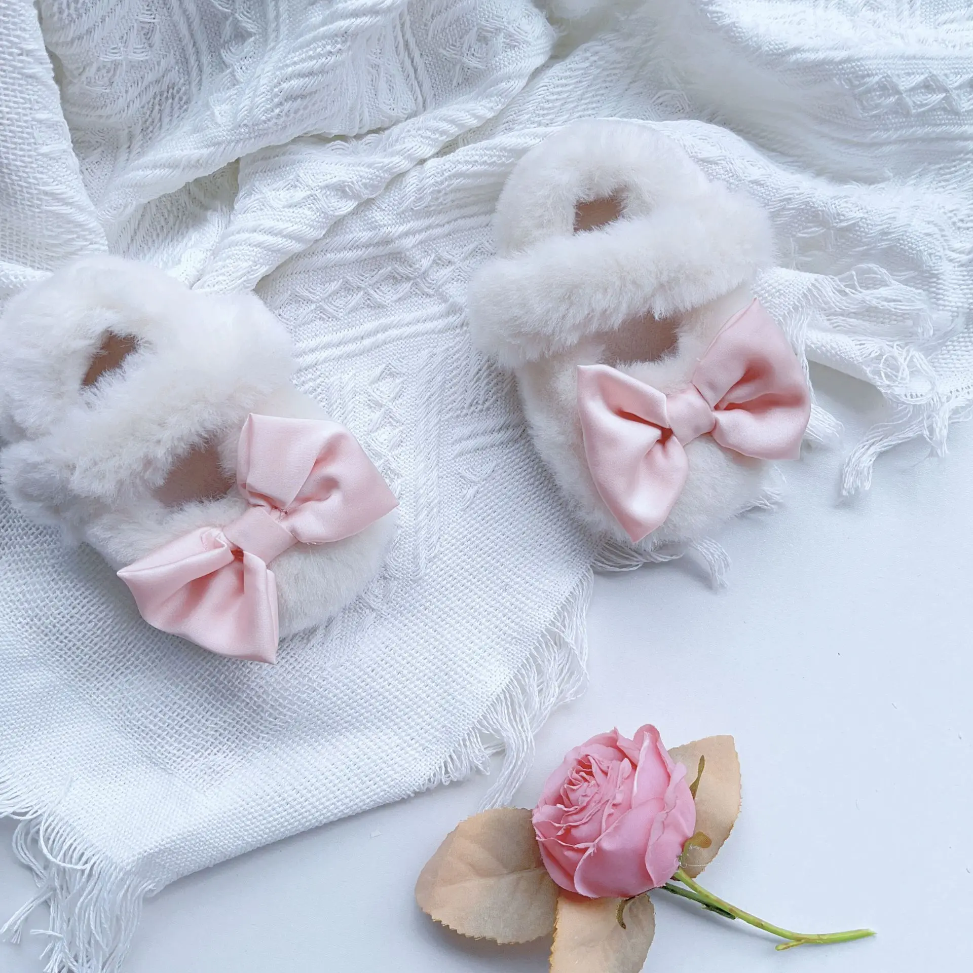 Pink Faux Fur Baby Shoes for Toddler Non-Slip — feature 8