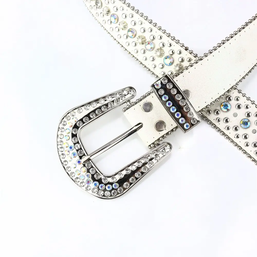 Women's Punk Diamond Pearl Belt Black Red β feature 11