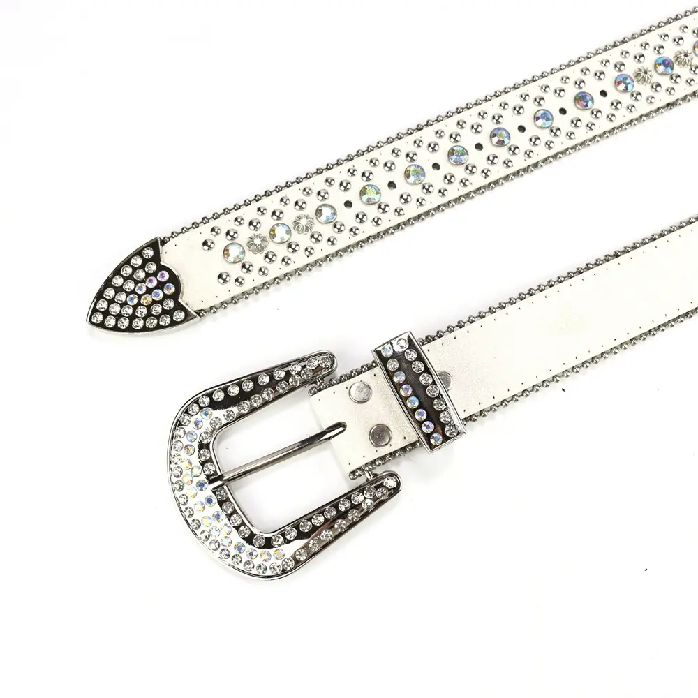 Women's Punk Diamond Pearl Belt Black Red β feature 12