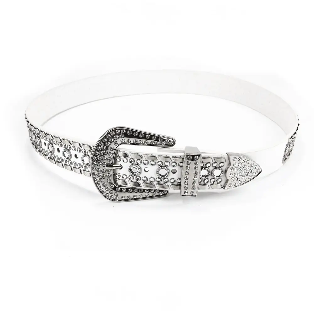 Women's Punk Diamond Pearl Belt Black Red β feature 16