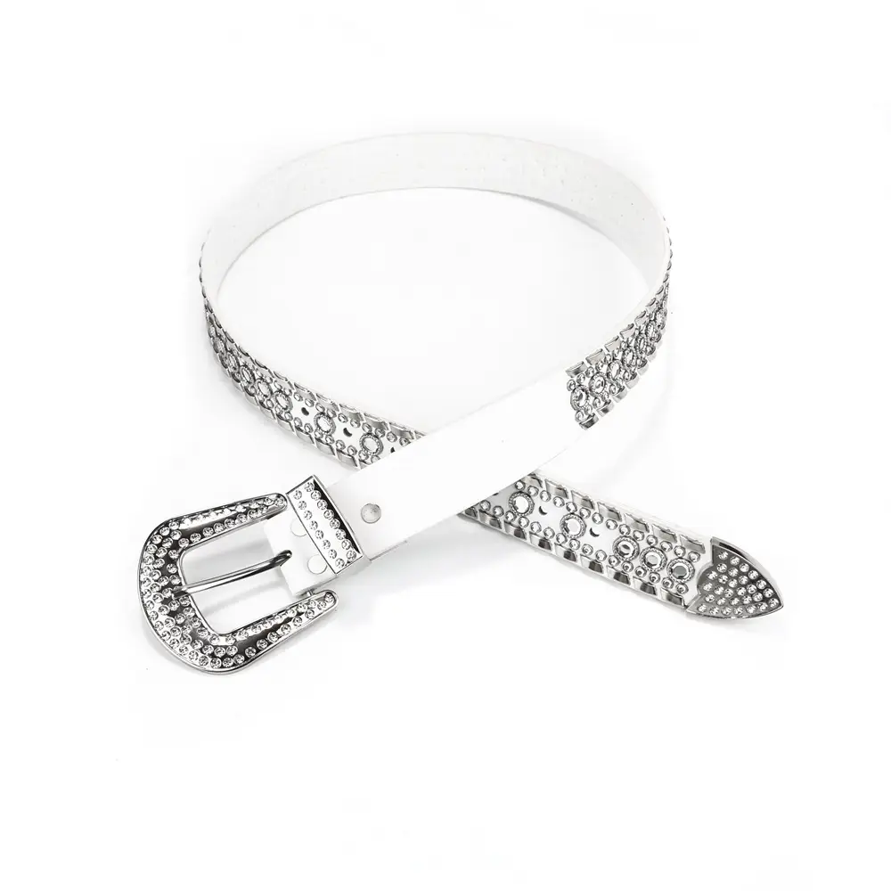 Women's Punk Diamond Pearl Belt Black Red β feature 17