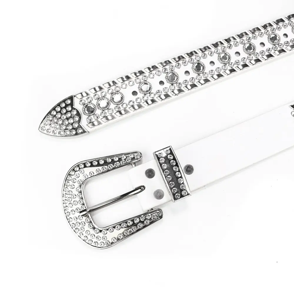 Women's Punk Diamond Pearl Belt Black Red β feature 18