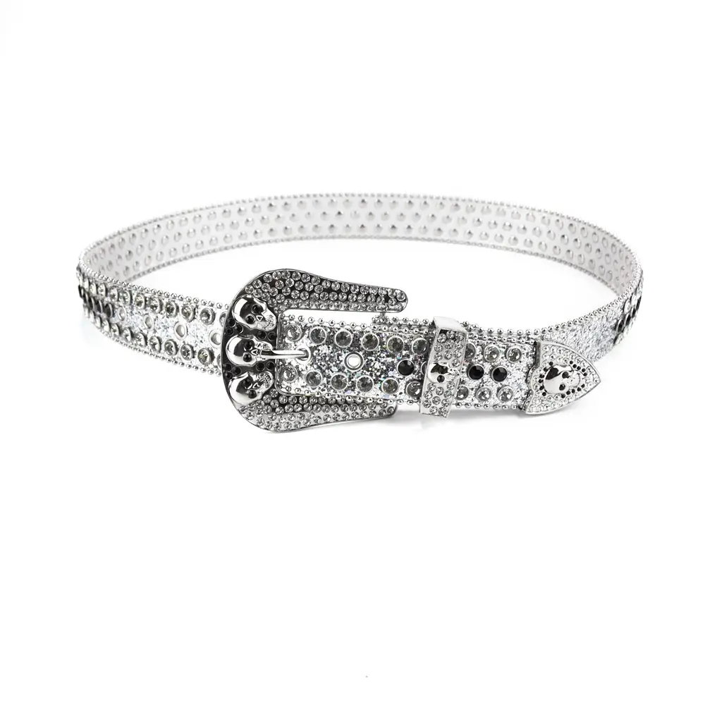 Women's Punk Diamond Pearl Belt Black Red β feature 19