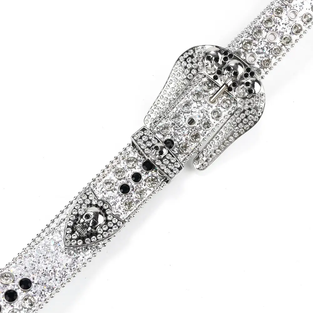 Women's Punk Diamond Pearl Belt Black Red β feature 20