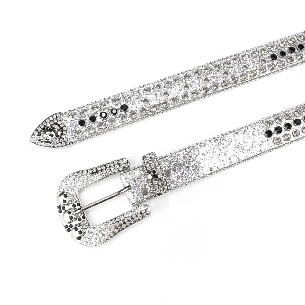 Women's Punk Diamond Pearl Belt Black Red β feature 21