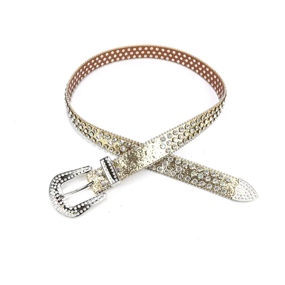 Women's Punk Diamond Pearl Belt Black Red β feature 26