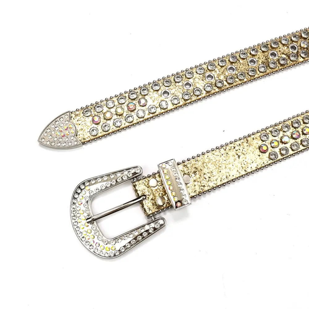 Women's Punk Diamond Pearl Belt Black Red β feature 27