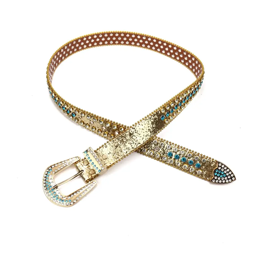 Women's Punk Diamond Pearl Belt Black Red β feature 29