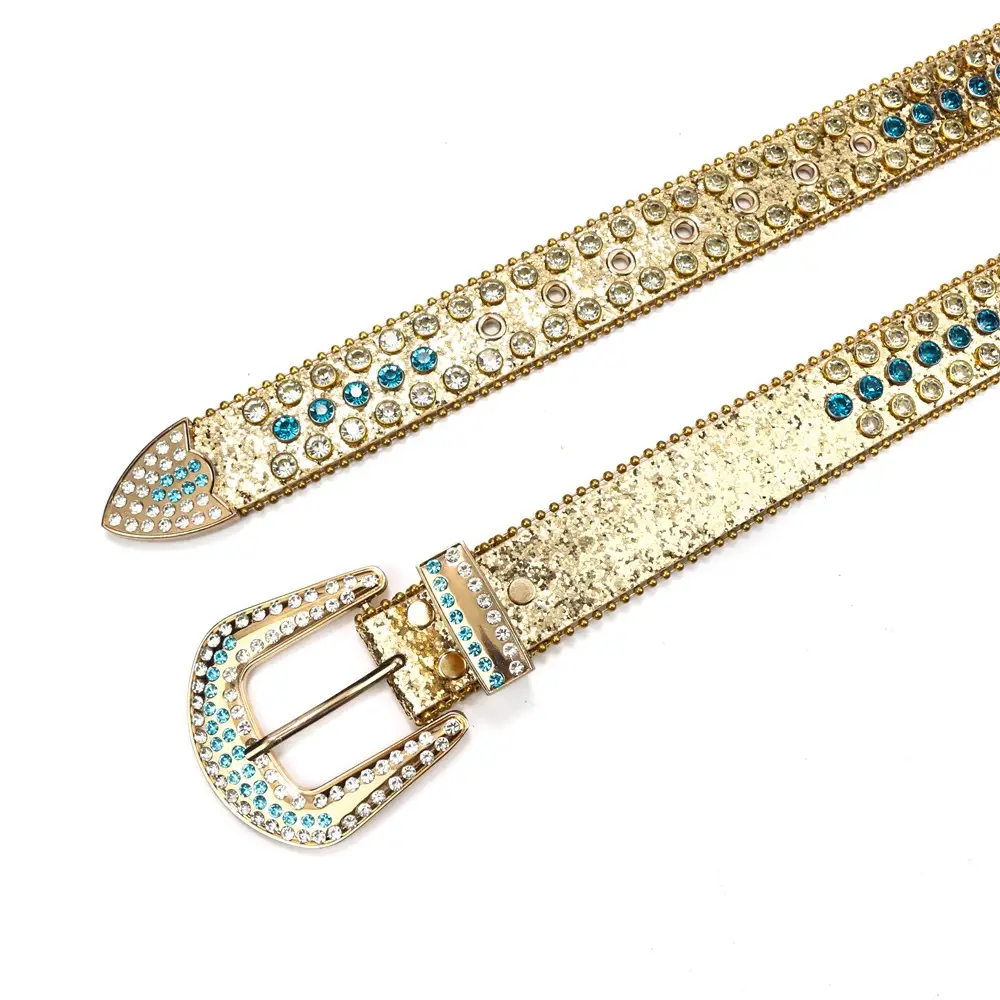 Women's Punk Diamond Pearl Belt Black Red β feature 30