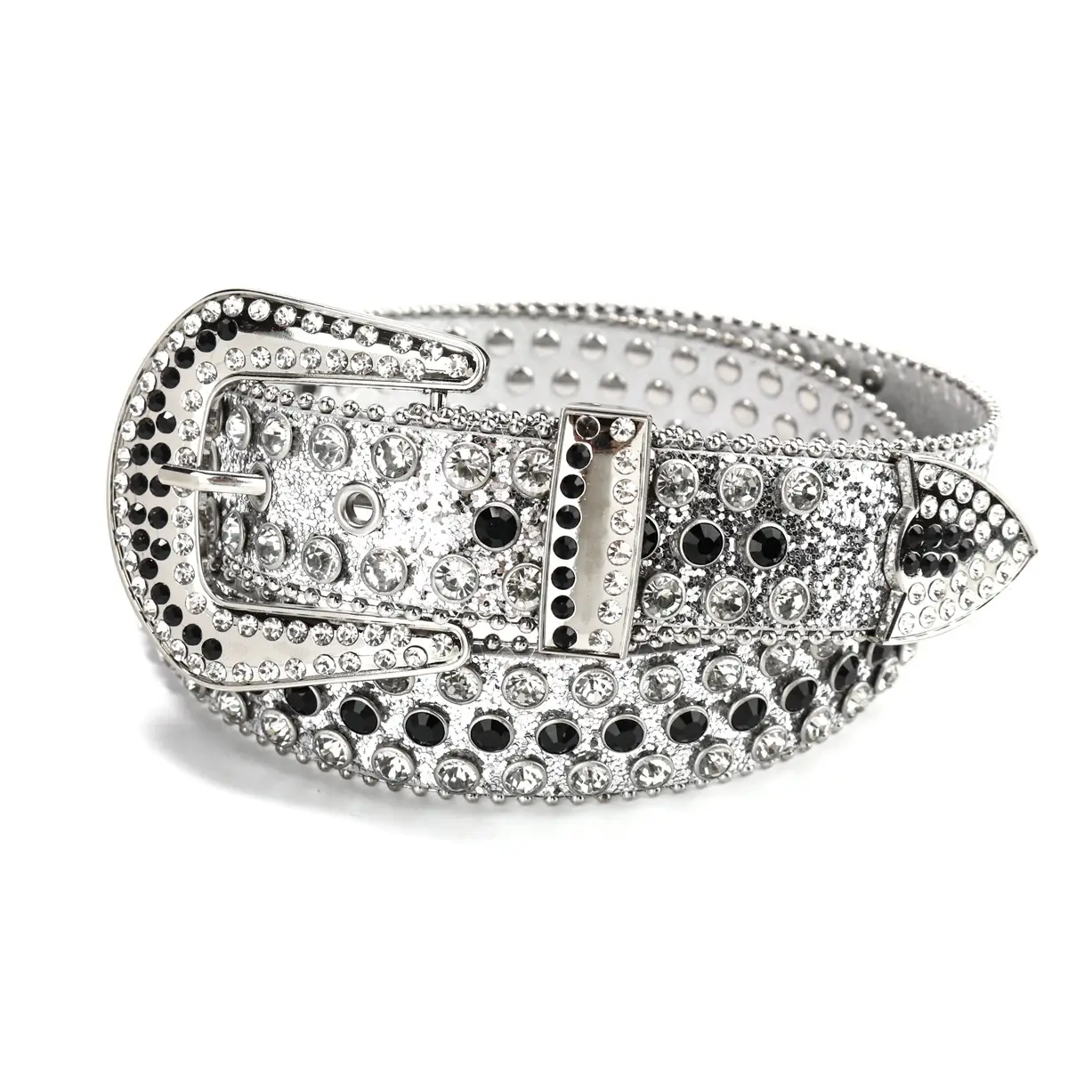 Women's Punk Diamond Pearl Belt Black Red β feature 37