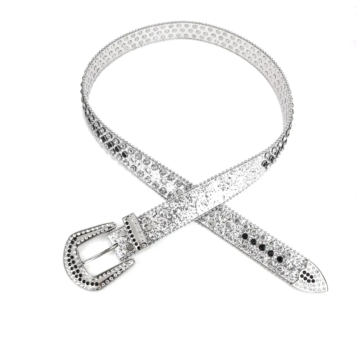 Women's Punk Diamond Pearl Belt Black Red β feature 38