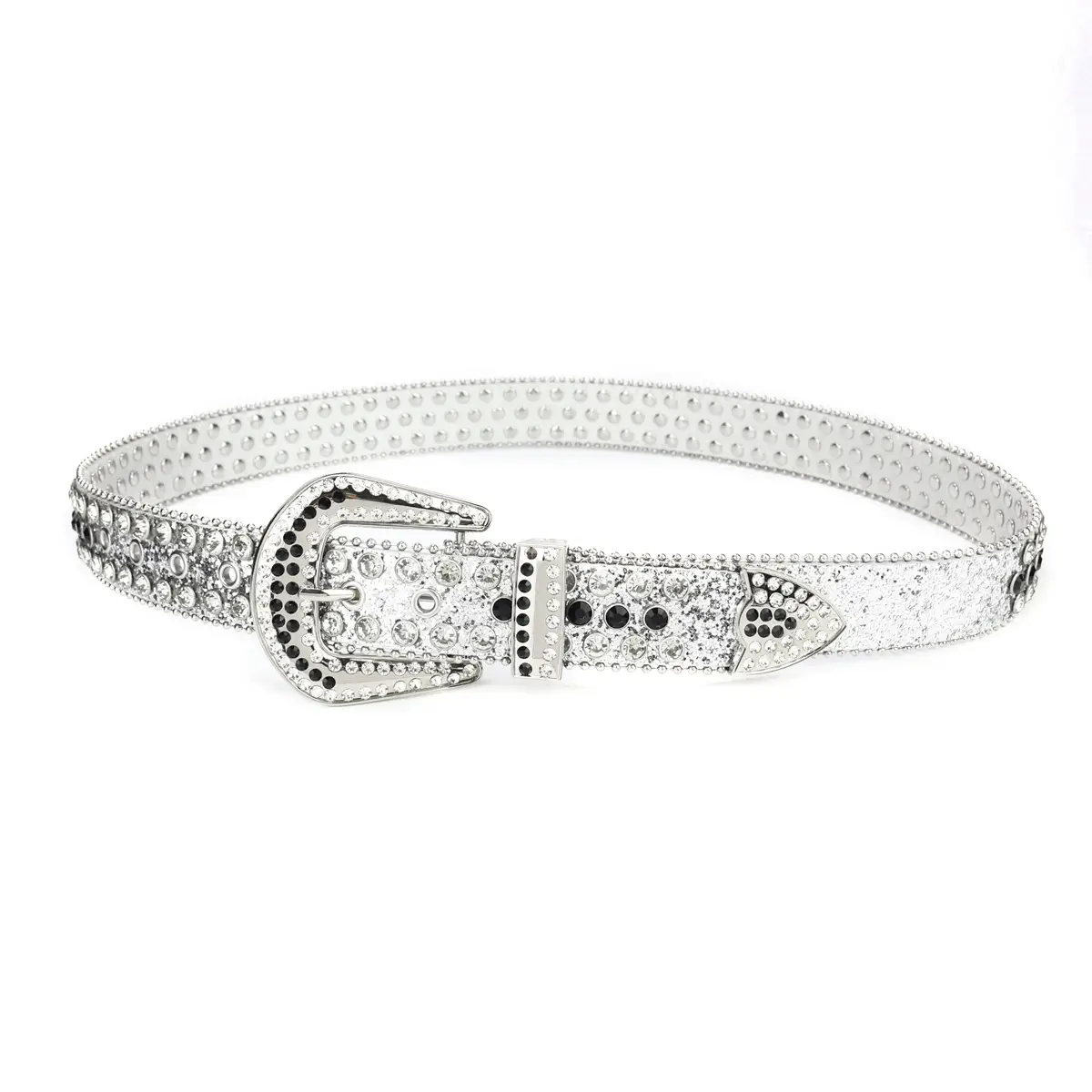 Women's Punk Diamond Pearl Belt Black Red - Image 12