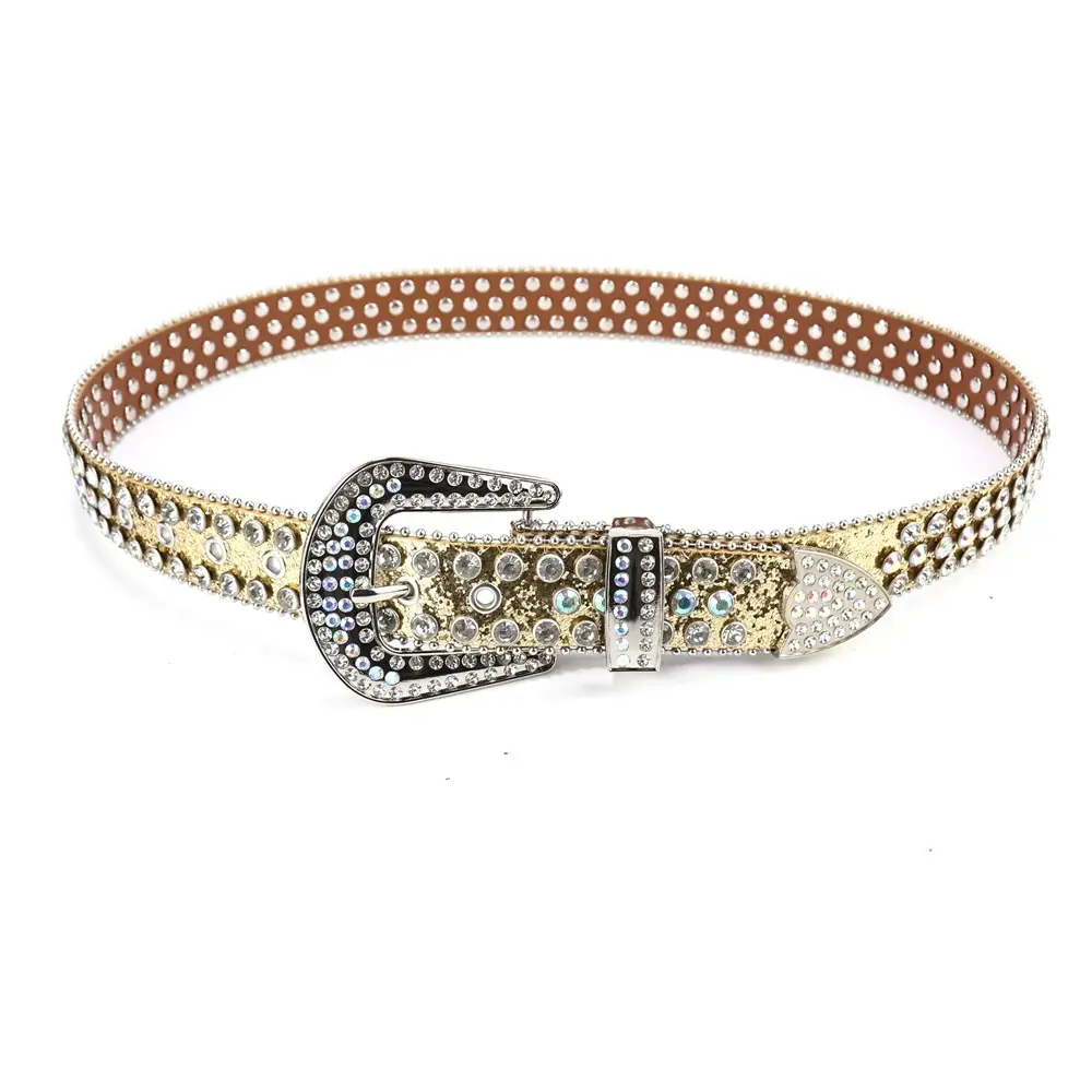 Women's Punk Diamond Pearl Belt Black Red - Image 8