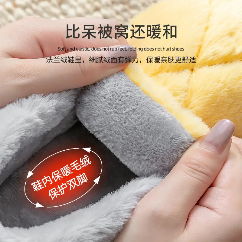 Women's cotton slippers winter covered heel indoor home warm Men's fleece-lined household wool cotton shoes women's outer wear winter - Image 7