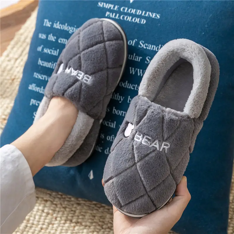 Women's cotton slippers winter covered heel indoor home warm Men's fleece-lined household wool cotton shoes women's outer wear winter - Image 8