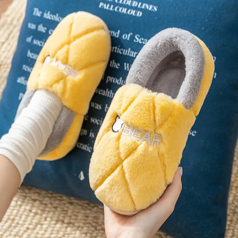 Women's cotton slippers winter covered heel indoor home warm Men's fleece-lined household wool cotton shoes women's outer wear winter - Image 2