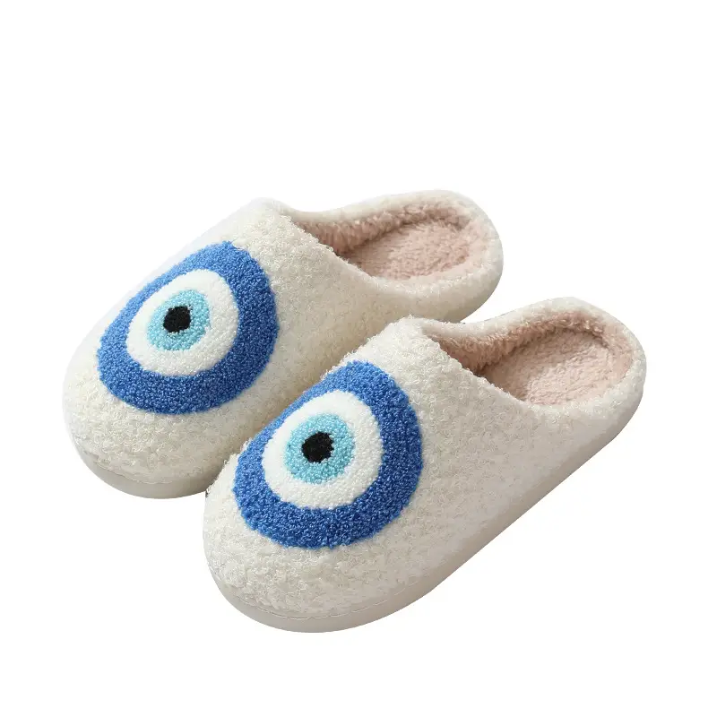 2023 cross-border new winter devil's eye cotton slippers women wholesale couples indoor home plush warm slippers