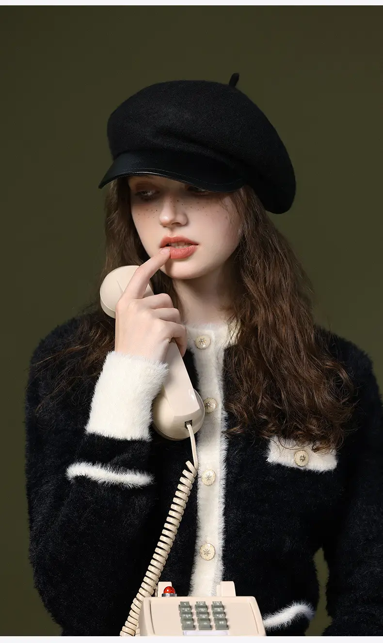 Women Knitted Octagonal Cap Winter Warm Beret — feature 18