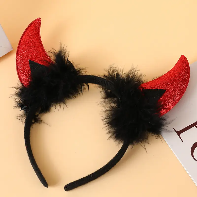 Angel Feather Headbands Black Red Party Costume - Image 6