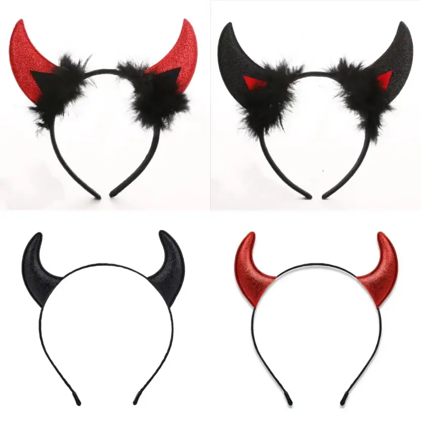 Angel Feather Headbands Black Red Party Costume - Image 25