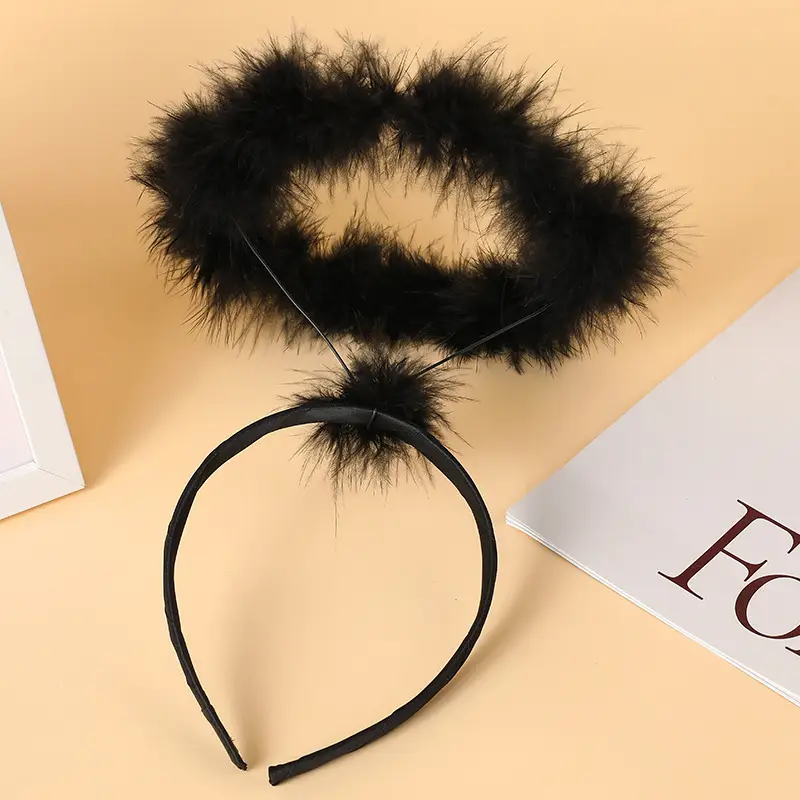 Angel Feather Headbands Black Red Party Costume - Image 2