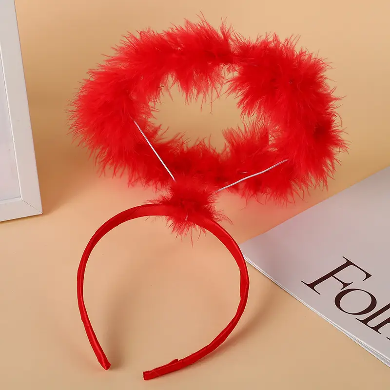 Angel Feather Headbands Black Red Party Costume - Image 4