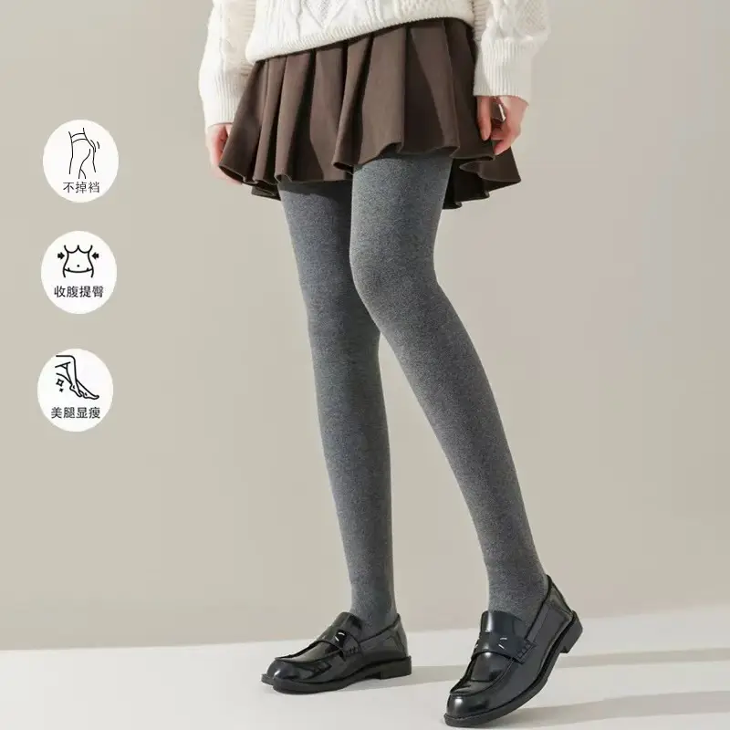 Thin Vertical Striped Leggings for Women, Autumn and Winter, Fleece-Lined, High-Waisted, Thick Cotton Pants, Plain Weave, Buttery Soft Leggings