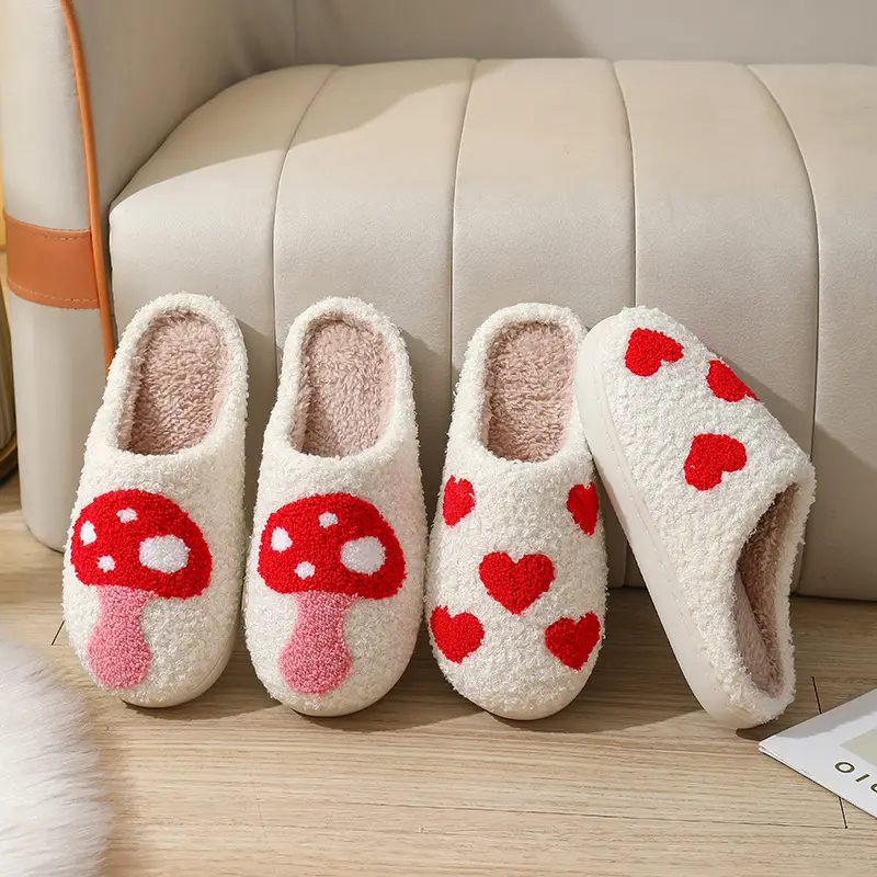 2023 cross-border new winter smiley mushroom cotton slippers women's indoor household non-slip home warm slippers wholesale