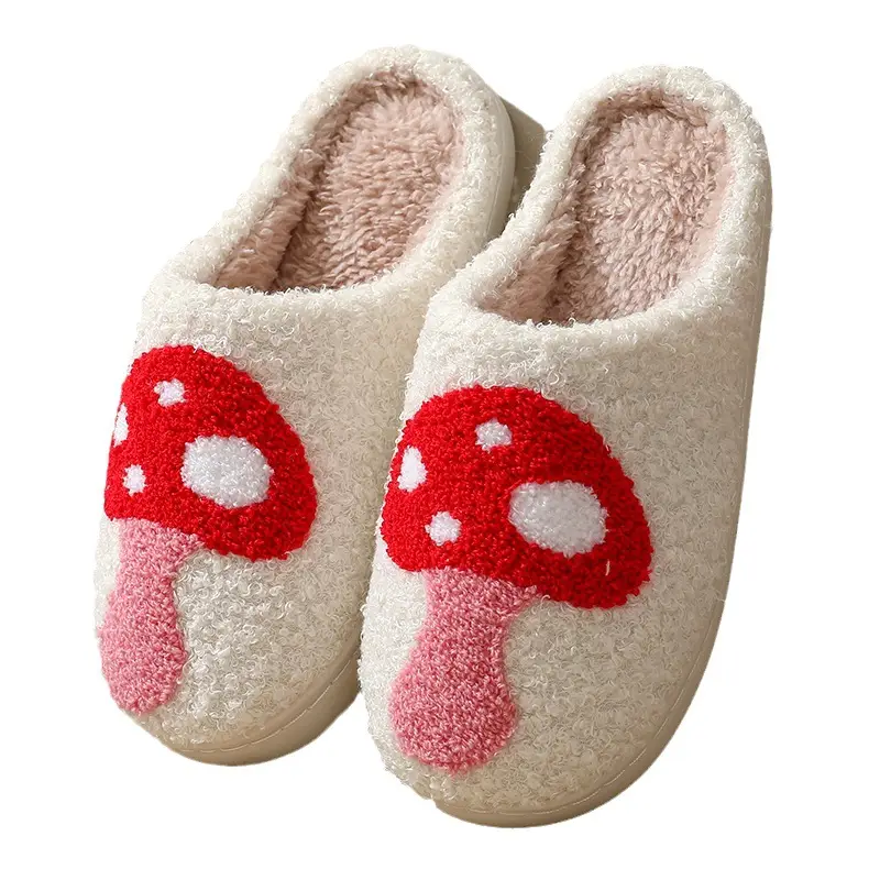 2023 cross-border new winter smiley mushroom cotton slippers women's indoor household non-slip home warm slippers wholesale
