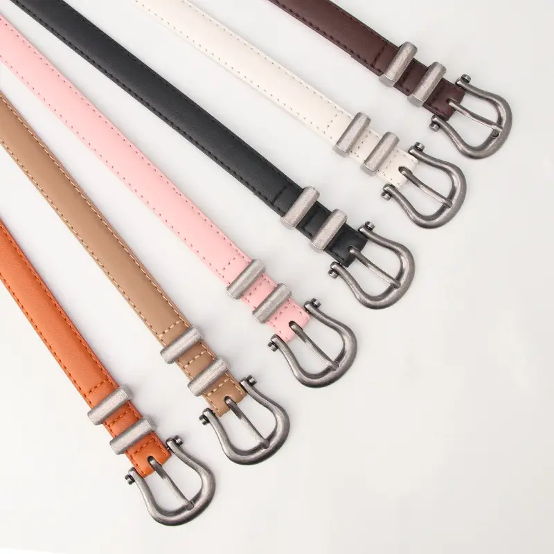 Black Leather Belt with Buckle for Women - Image 8
