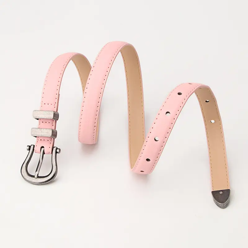 Black Leather Belt with Buckle for Women - Image 10