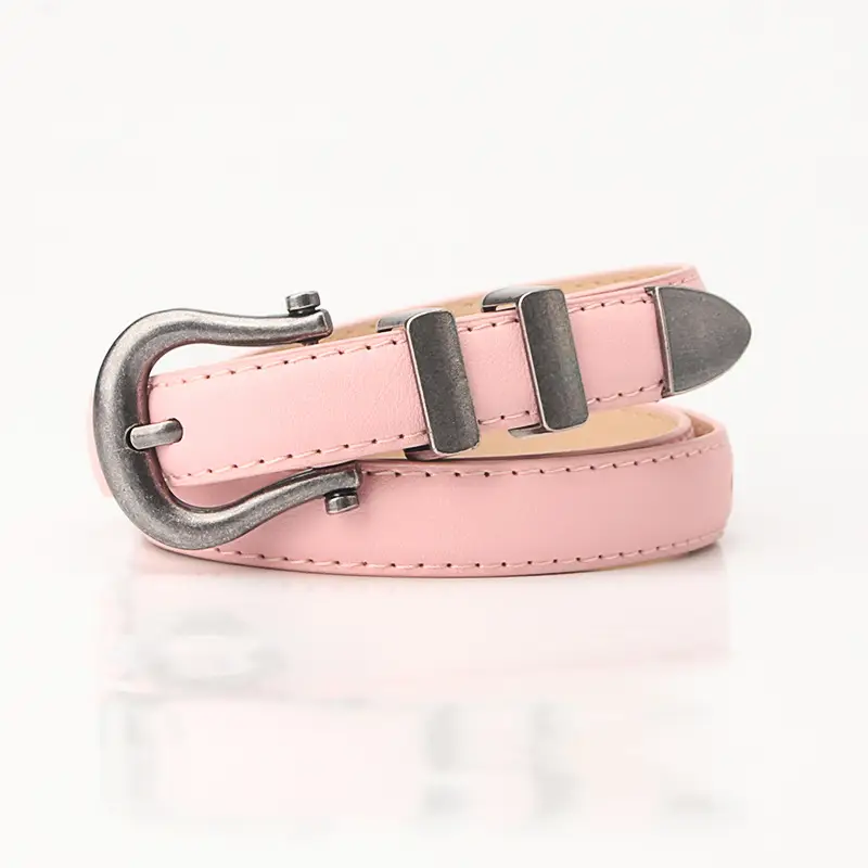 Black Leather Belt with Buckle for Women - Image 4