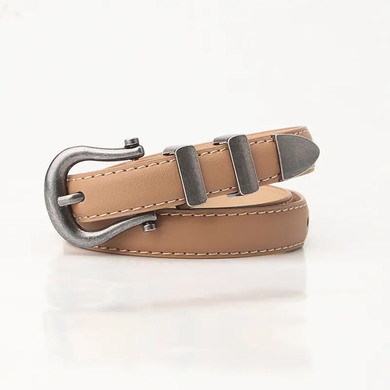 Black Leather Belt with Buckle for Women - Image 5