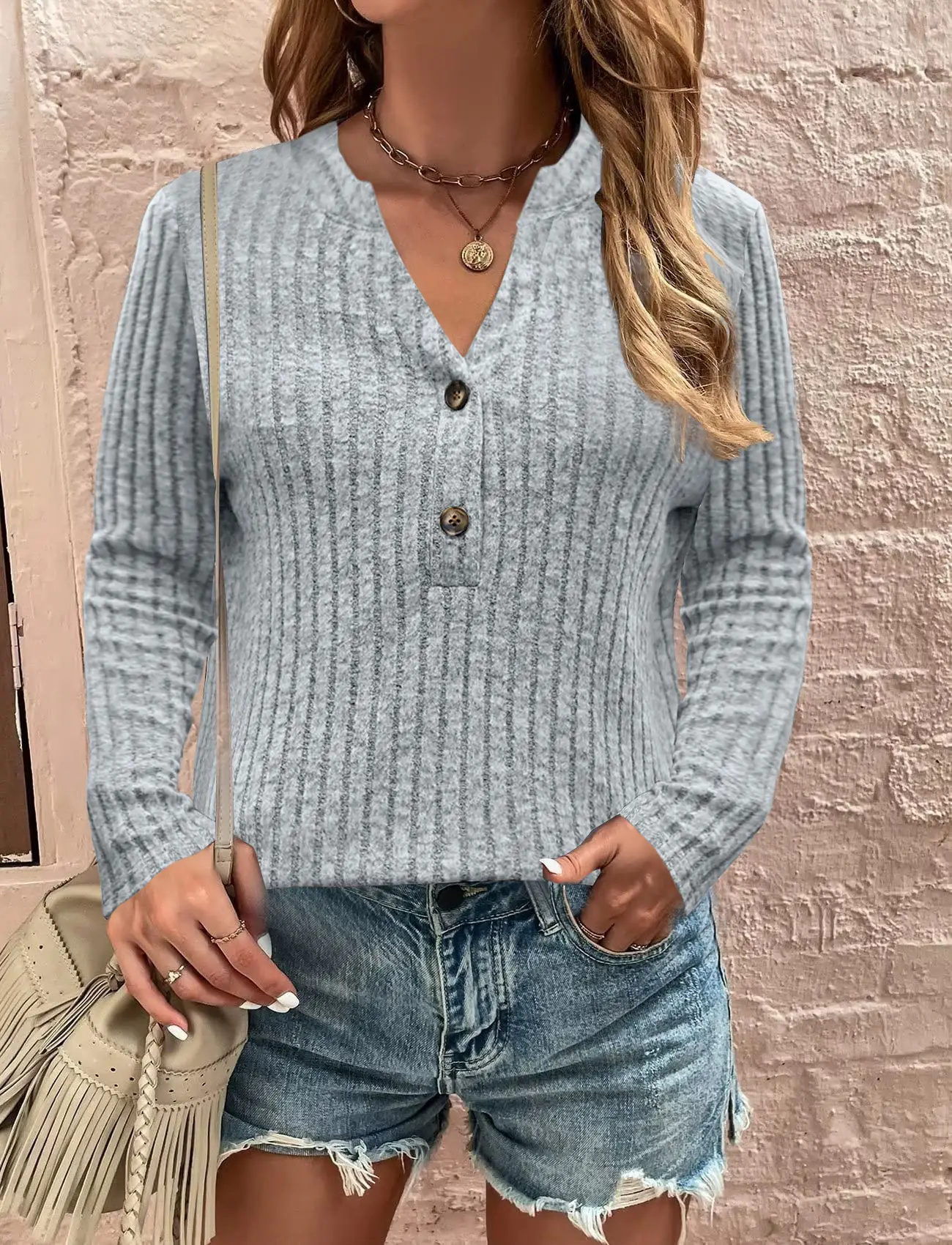 2023 Button Long-Sleeved V-Neck Cardigan Top - Image 2
