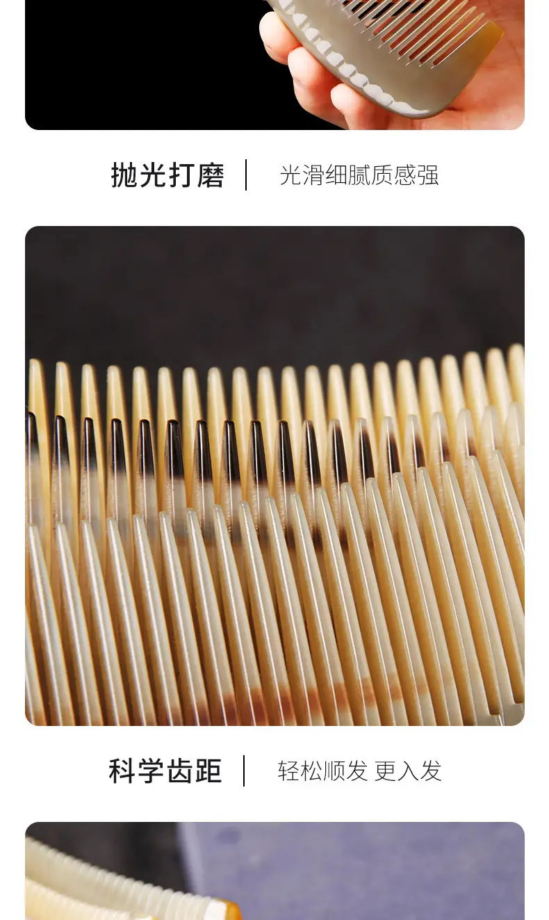 Natural White Yak Horn Hair Comb for Women — feature 9