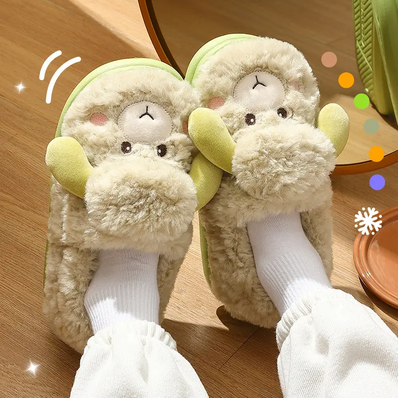 Women's Winter Home Cute Plush Slippers with Heel Cover, Warm Cotton Shoes for Women, Wholesale - Image 10