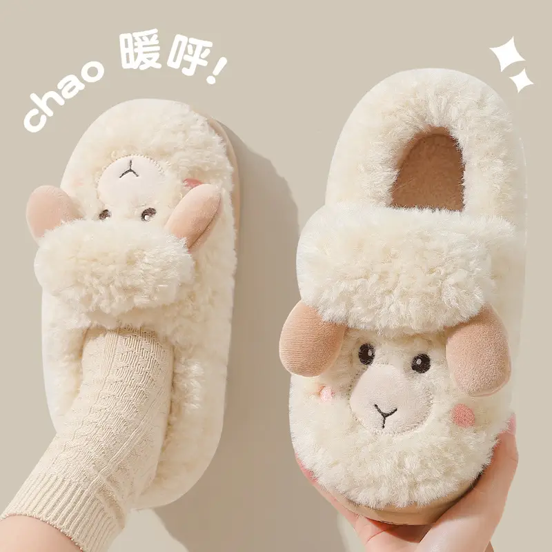 Women's Winter Home Cute Plush Slippers with Heel Cover, Warm Cotton Shoes for Women, Wholesale - Image 11