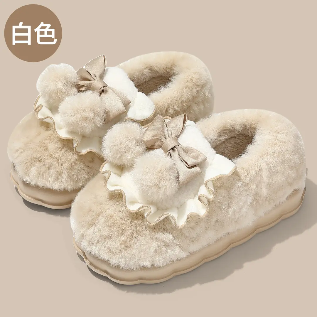 Women's Winter Home Cute Plush Slippers with Heel Cover, Warm Cotton Shoes for Women, Wholesale - Image 3