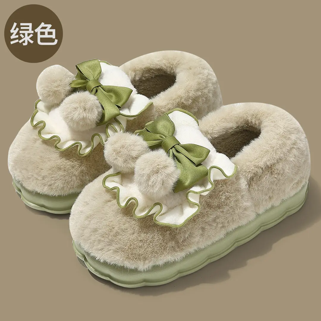 Women's Winter Home Cute Plush Slippers with Heel Cover, Warm Cotton Shoes for Women, Wholesale - Image 5