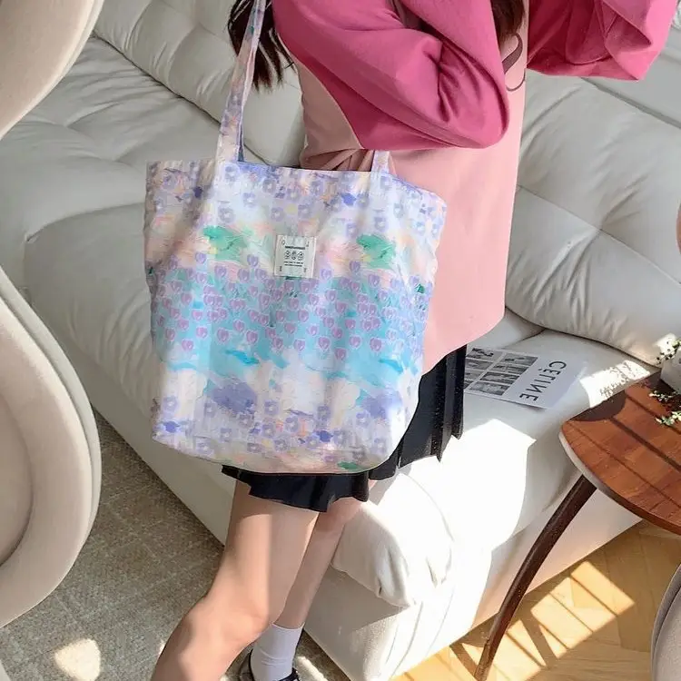 26101 New One-Shoulder Floral Cotton Tote Bag Large Capacity - Image 4