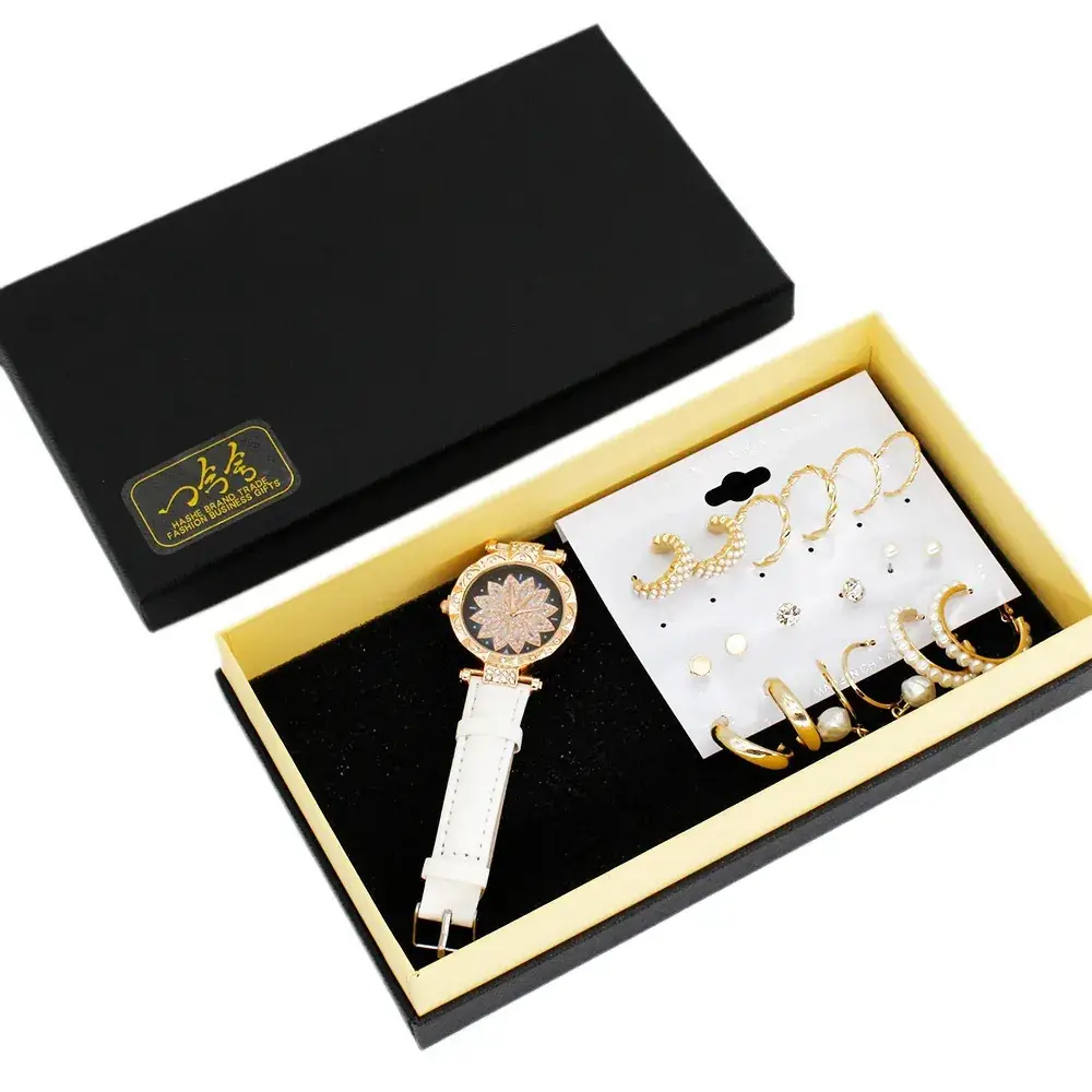Gold Plated Earring Set with Wrist Watches for Women - Image 7