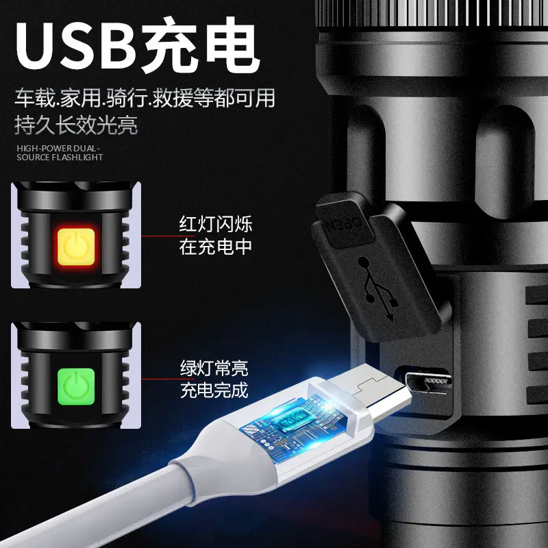 Rechargeable LED Flashlight with Zoom & Waterproof Design - Image 2