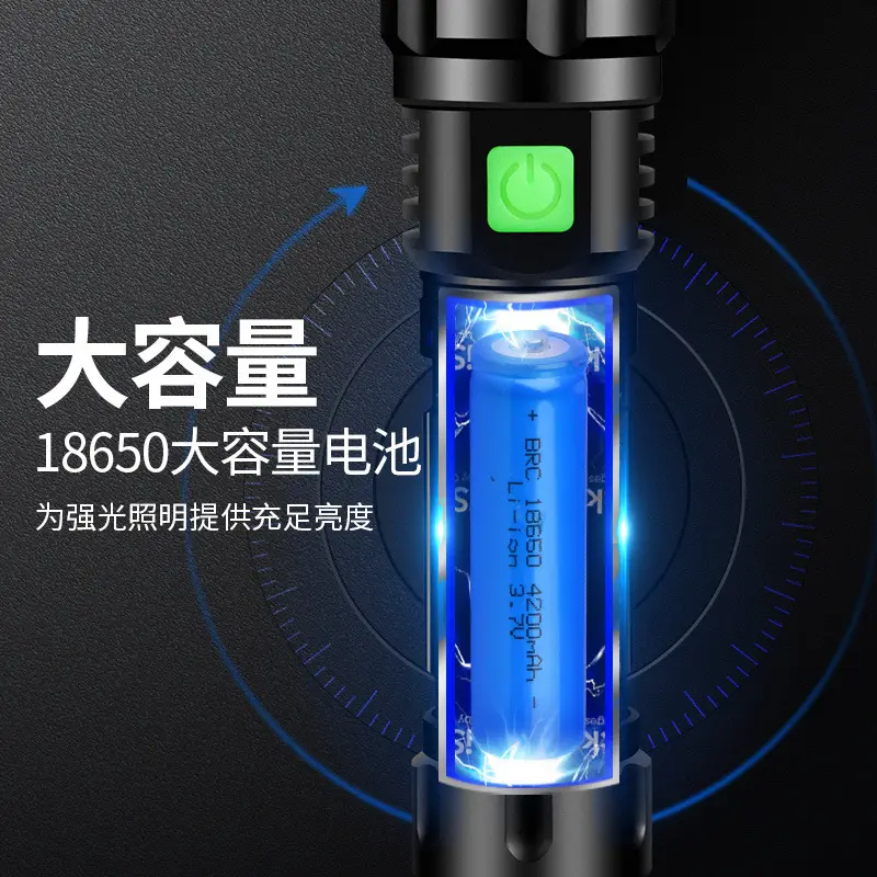 Rechargeable LED Flashlight with Zoom & Waterproof Design - Image 3