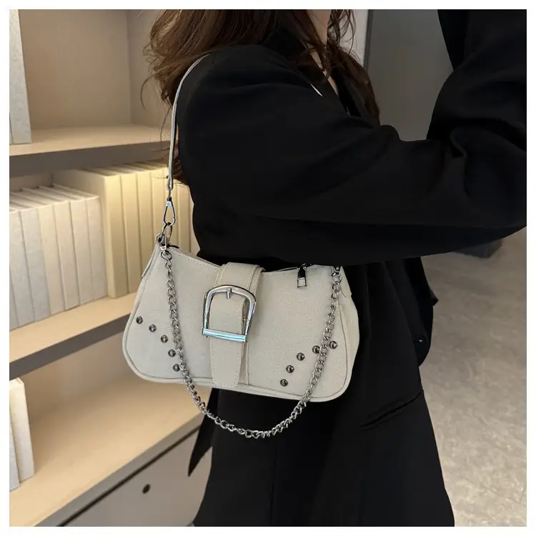 Blue Canvas Shoulder Messenger Bag with Chain Strap for Women — feature 17
