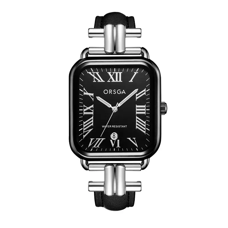 Oshga Women's Green Leather Watch with Calendar