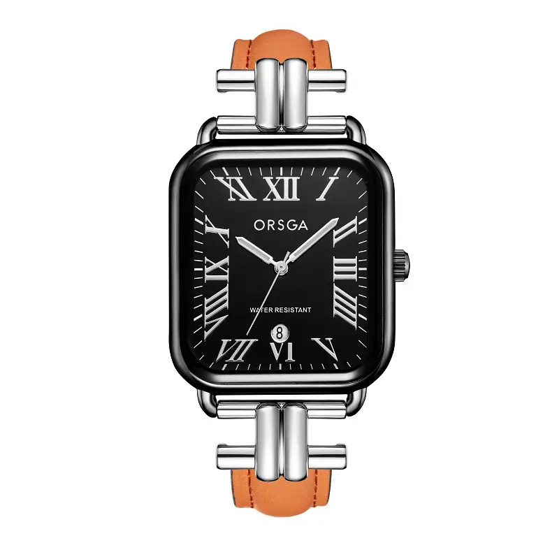 Oshga Women's Green Leather Watch with Calendar — feature 11