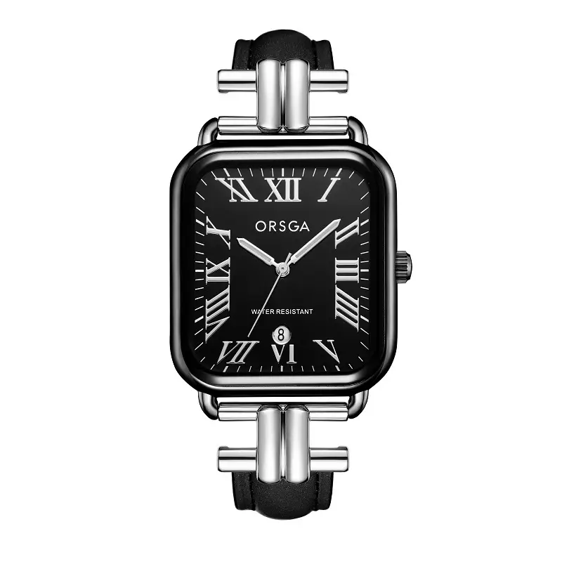Oshga Women's Green Leather Watch with Calendar — feature 13